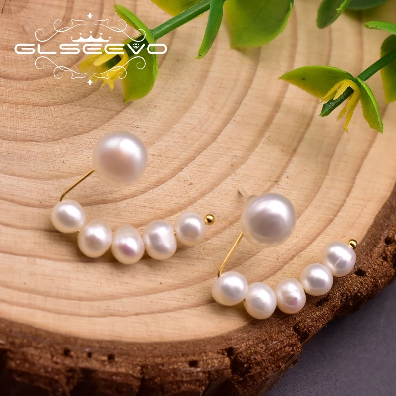 GLSEEVO Natural White Pearl Dual use Trendy Stud Earrings For Women Girls  Birthday Gifts Geometry Fine Jewelry Silver Pin GE0948|Stud Earrings| -  AliExpress