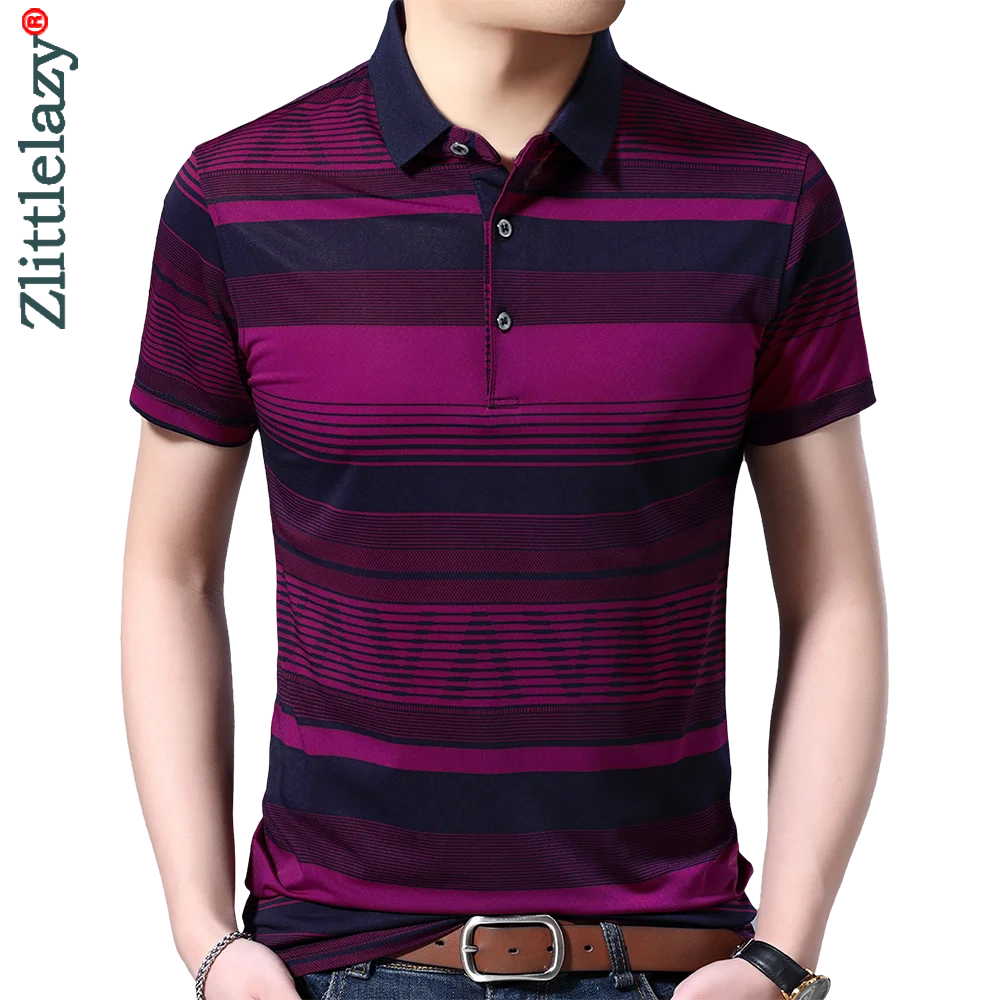 2022 Brand Short Sleeve Polo Tee Shirt Men Casual Summer Striped Men's