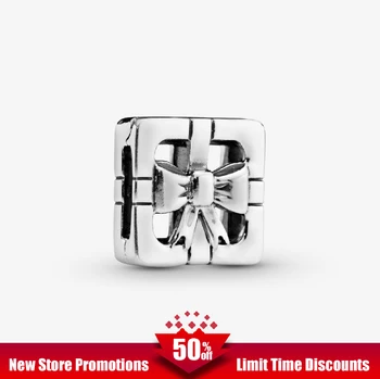 

Women Brithday Sterling Silver Classic Openwork Gift Box Charm Trendy 100% 925 Sterling Silver fit Original Pandora Bracelets