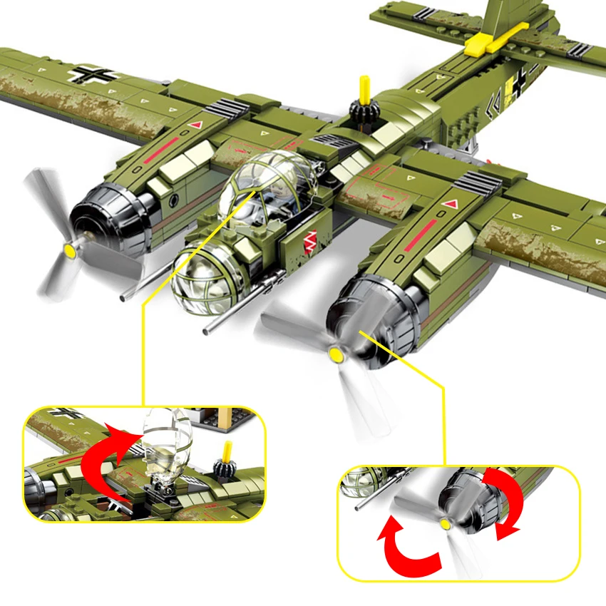 559Pcs Legoings Bombing Plane Army Military War Helicopter Building Block Model Bricks Sets Kits Educational Toys For Children (2)