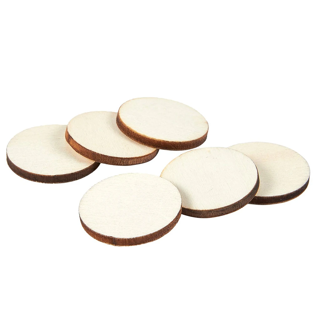 

50pcs/pack Wood Slices Natural Painting Blank DIY Craft Wedding Decoration Ornaments Round Home Unfinished Rustic Card Making