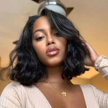 

13X6 Bob Lace Front Wigs For Women Short Brazilian Brown Wavy Lace Front Human Hair Wigs 150 Density