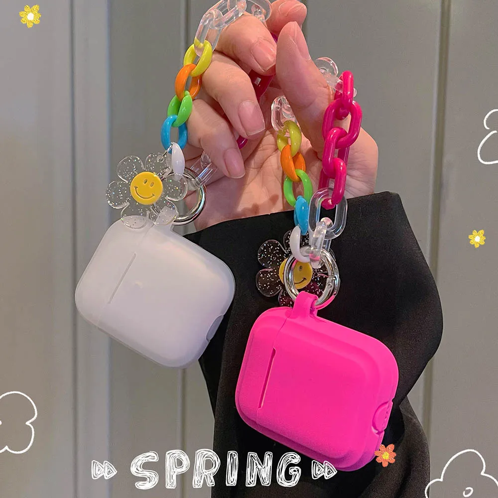  Cute Airpod Pro Case Smile Sun Flower Bracelet Design Soft  Silicone Clear Glitter Protective Cover for Airpods Pro Case : Electronics