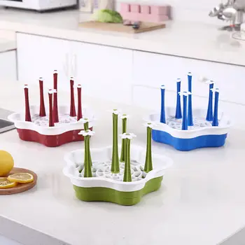 

1 pc Pratical Glass Mug Holder Creative Kitchen Gadgets 6 Storage Rack Cup Holder Baby Bottle Drain Home DIY