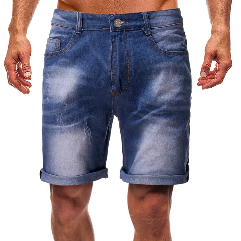 גברים של אופנה חדשה מקרית ripped אור צבע סדרת כחול ניגודיות slim מכנסי קיץ מכנסיים XL