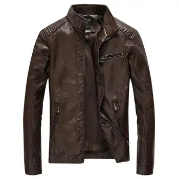 

2020 Sping New Arrival Pu Leather Jacket Men Autumn Stand Collar Zipper Fashion Men Coat Casual Dress Leather Jacket Dct -244