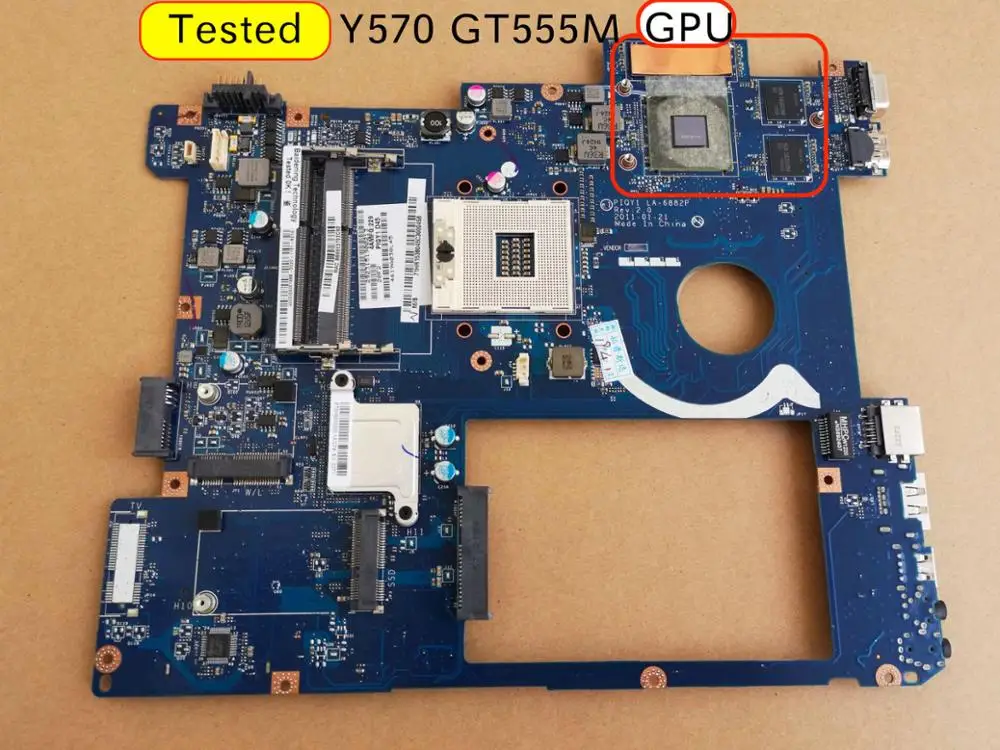 Материнская плата для ноутбука Lenovo Y570 PIQY1 LA-6882P с видеокартой GT555M | Компьютеры и