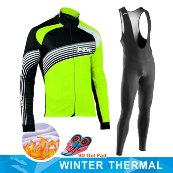 

2020 NW fluorescent green winter warm wool bicycle Jersey men's North wave Jersey suit mountain bike bicycle clothing bib pants