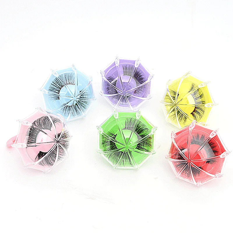 

Umbrella Shape Fake Eyelash Storage Box Portable Clear Eyelash Packaging Case Candy Color Lash Storage Container Boxes