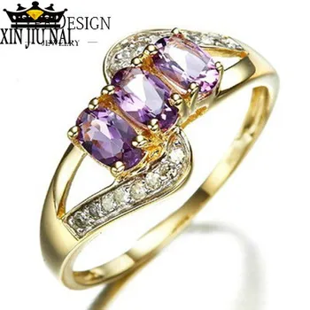 

Hot Europe Finger Rings For Women Female Purple AAAA Zirconia Stone Crystal Gold Anniversary Party Womens Jewelry Gift