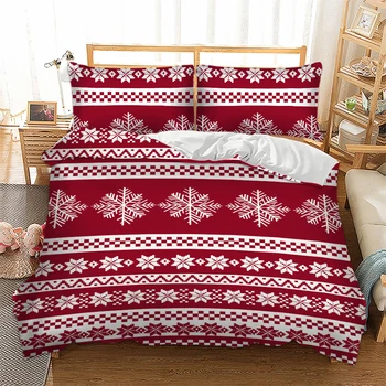 

Christmas Bedding Set Twin Full Queen King AU Single UK Double Size Xmas Duvet Cover Pillow Cases Snow Tree Bed Linen Set 3pcs