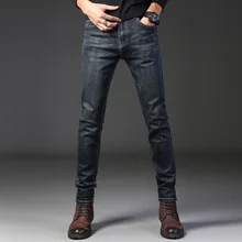 Pantalones vaqueros rectos para hombre, Jeans clásicos informales de talla grande, Jeans rasgados, 28 40, 2020