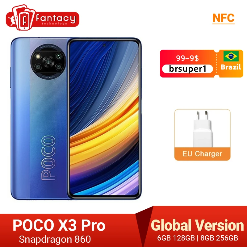 Cheap In Stock Global Version POCO X3 Pro Smartphone NFC 33W Charge Mobile Phone Snapdragon 860 48MP Quad Camera 6.67" 120Hz 5160mAh