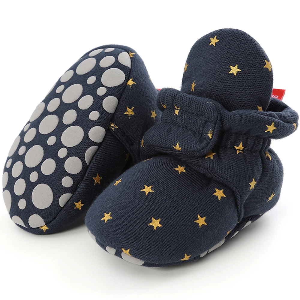 Newborn Baby Socks Shoes Boy Girl Star Toddler First Walkers Booties Cotton Comfort Soft Anti-slip Warm Infant Crib Shoes