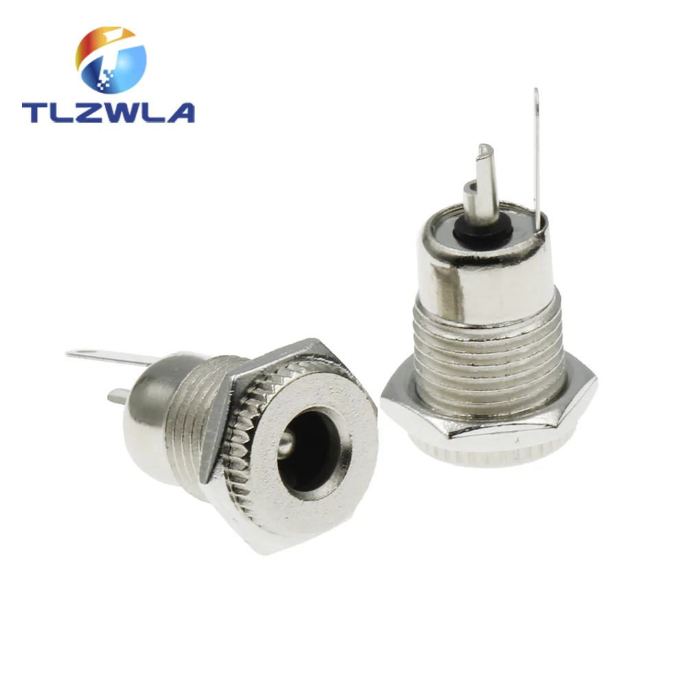 DC Connectors 5PCS/LOT DC099 5.5 mm x 2.1mm DC Power Jack Socket Female Panel Mount Connector Metal DC-099 Open Hole 11MM 5.5*2.1 5.5*2.5
