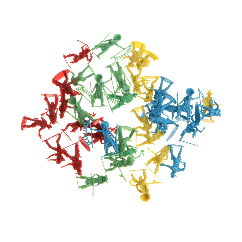 Set of 40pcs Plastic 5cm Army Indian Aboriginal Toy Soldiers  Army Base Set Replacement Collection Toy