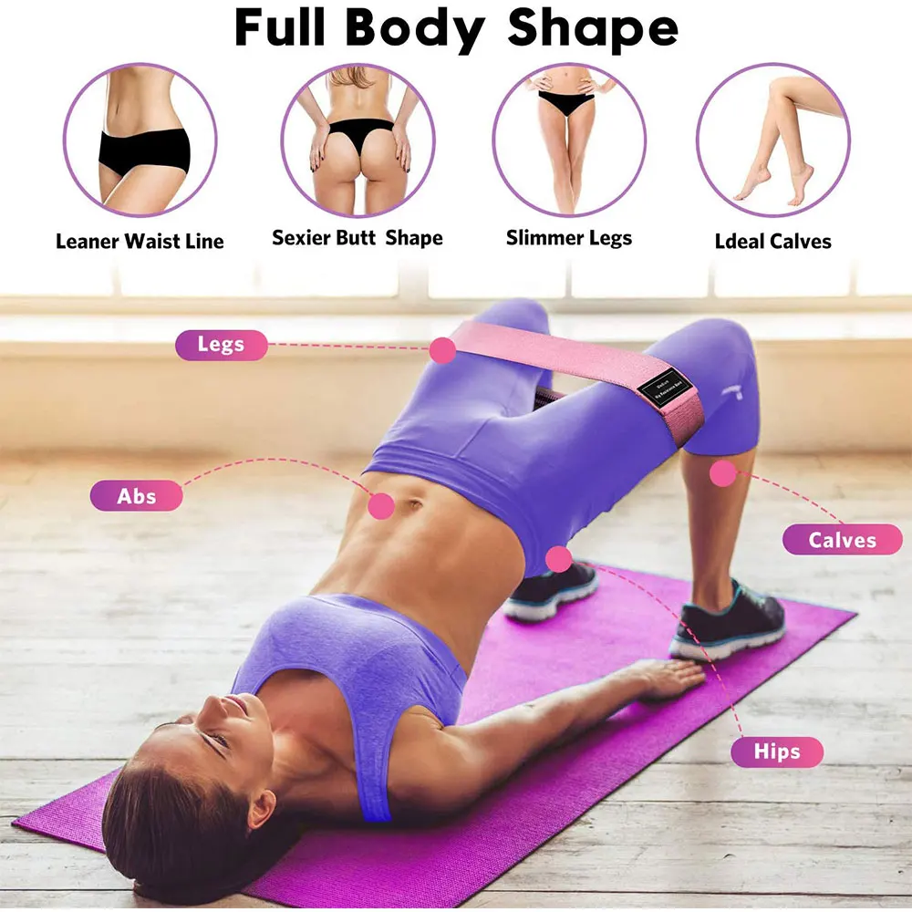 Resistance Bands for Legs and Butt Exercise Bands Set Booty Hip Bands Wide Workout Bands Sports Fitness Anti Slip Elastic