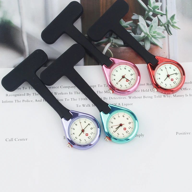 Reloj de bolsillo para enfermera, cronógrafo de silicona médica Simple multicolor, Pin luminoso, multifunción, cuarzo estacionario, movimiento de