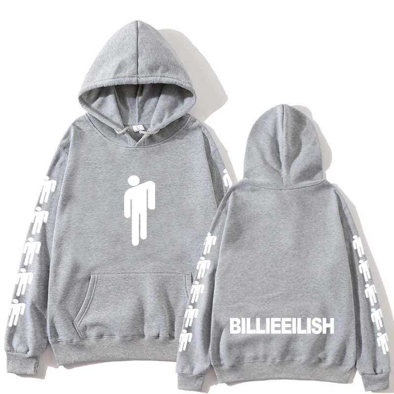 Billie Eilish модные толстовки с принтом женские/мужские толстовки с капюшоном и длинным рукавом горячая Распродажа повседневные трендовые уличные толстовки - Цвет: gray