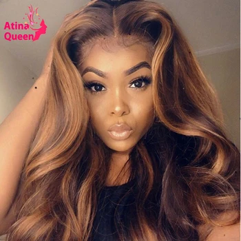 

13x6 Blonde Wig Ombre Highlight Full Lace Front Human Hair Wigs Honey Remy Colored 360 Lace Frontal Wig Pre Plucked Closure Wig