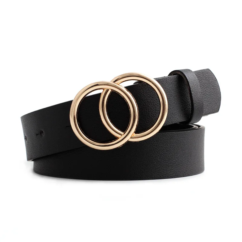 

2019 New Designer Women Wide Black Red White Brown Leather Waist Belt Woman Double O Ring Belts for Dress Cinturones Para Mujer