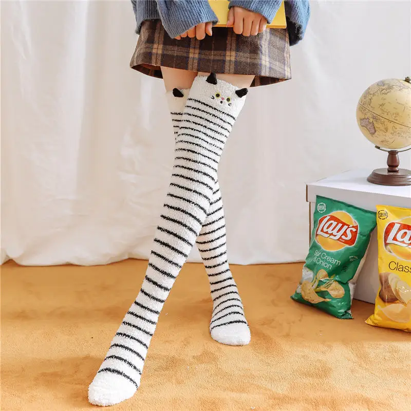 

KingDeng Winter Warm Stockings For Woman Harajuku Cartoon Kawaii Strawberry Fluffy Pink Stocking Streetwear Fashion Design