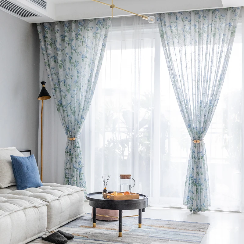 

Printed Embroidered Tulle Sheer Curtains for Living Room Bedroom Kitchen Floral Voile Curtains Door Window Home Decor Custom