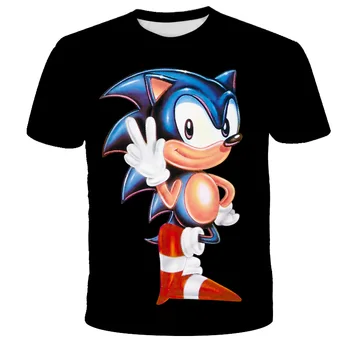 

2020 Summer Men Cartoon Sonic hedgehog T- shirt Blue 3D Printed Streetwear Clothes Men and women Funny Tshirt O-Neck