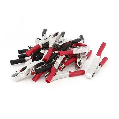 

20pcs Black Red Nonslip Grip Insulated Test Lead Crocodile Clips 2.8" Length