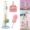 Wooden Children Cleaning Tools Set Mini Broom Mop Dustpan for Kids Housework 4