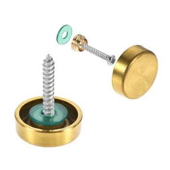 

uxcell 8pcs Mirror Screws 16mm 19mm 22mm 25mm Decorative Cap Fasteners Cover Nails, Electroplated Wire Drawing, Golden