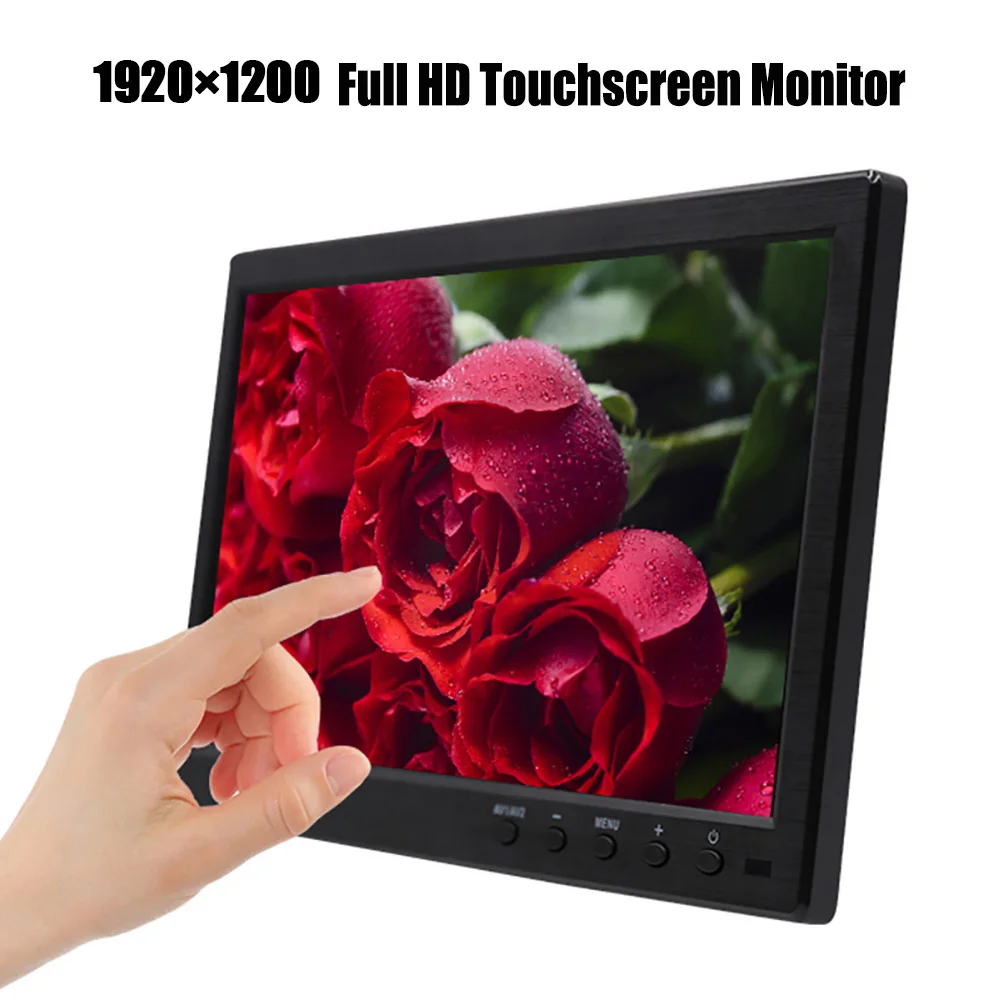 Монитор портативный 10,1 дюймов lcd HD сенсорный экран компьютер ПК экран 2 канала видео в безопасности монитор с динамиком HDMI VGA USB - Цвет: 1920x1200 Touch