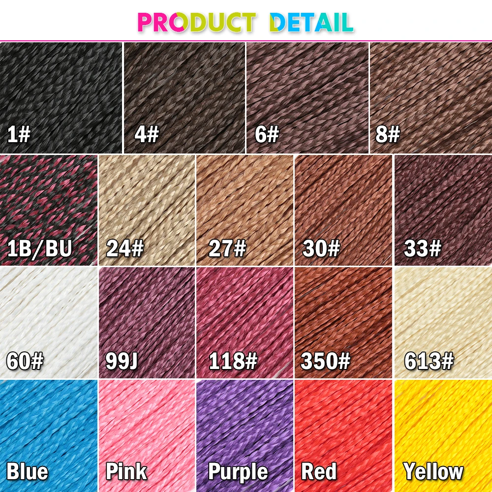 34inch Braiding Hair Colorful Synthetic Zizi Box Braids Crochet Hair Extension Pink Blue Write Black Fiber 50g Expo City