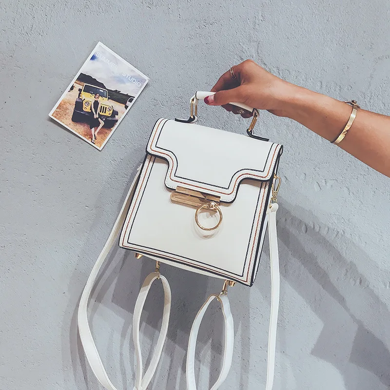 

2019 New Style Contrast Color Casual Shoulder Backpack Triple Use Shopping Travel Fashion Shoulder WOMEN'S Bag