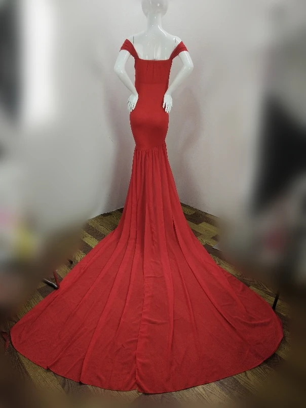 2019 Sexy Maternity Dresses Photography Props Off Shoulder Women Pregnancy Dress For Photo Shooting New Tail Maxi Maternity Gown (3)