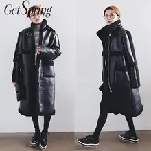 Getвесна, женская зимняя куртка, пэтчворк, меховое пальто, утолщенная длинная куртка из искусственного меха, овчина, локомотив, пальто, Осень-зима