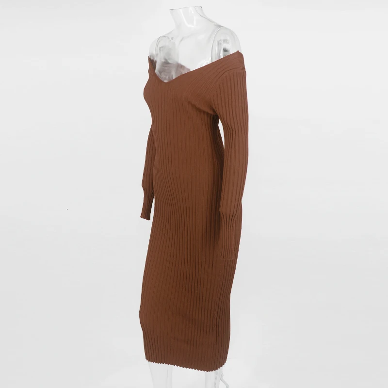Feditch осенне-зимнее платье-свитер длинное женское сексуальное облегающее платье с запахом женское трикотажное платье с длинным рукавом Красное Желтое Vestidos