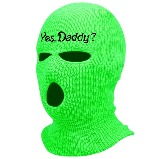Fashion Yes Daddy Embroidery Ski Mask Full Face Cover Headgear 3-Hole Knitted Balaclava Warm Beanie Hat Warm for Winter Outdoor best beanies Skullies & Beanies
