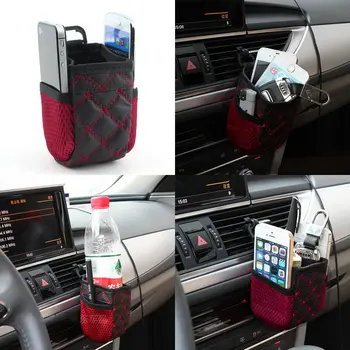 

Car Bag Auto Supplies Pouch Buggy Outlet Grocery Storage Pockets Car air with net bag debris bags red glove box section