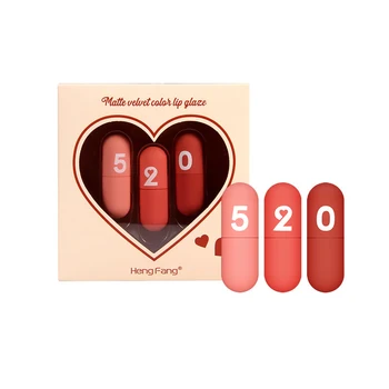 

3pcs/set Mini capsule velvet lip glaze three pack box waterproof non-marking lipstick
