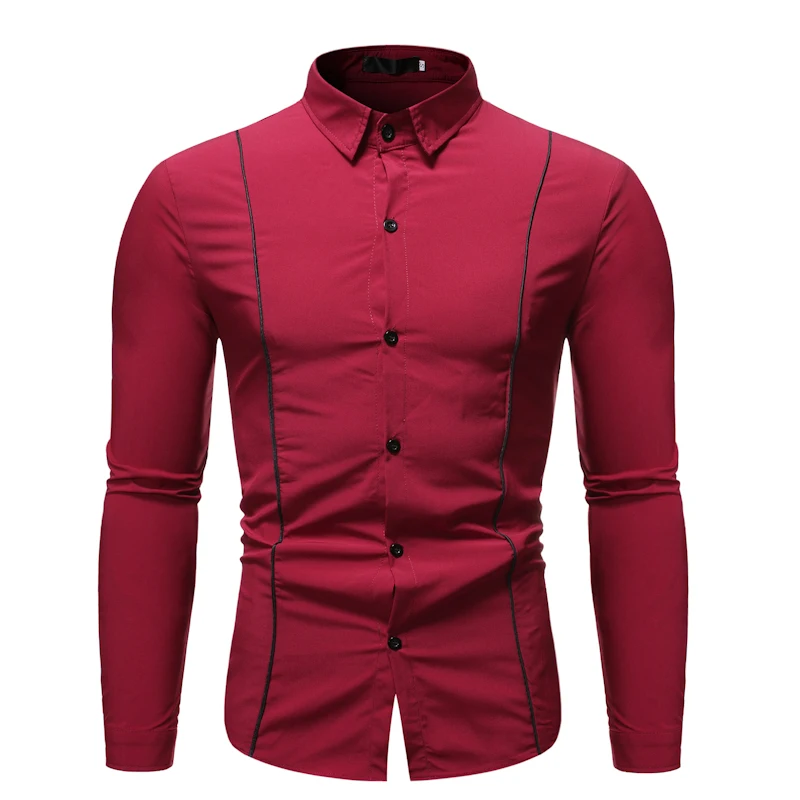 Новые высококачественные мужские рубашки с длинным рукавом твил солидные формальные деловые рубашки Брендовые мужские рубашки
