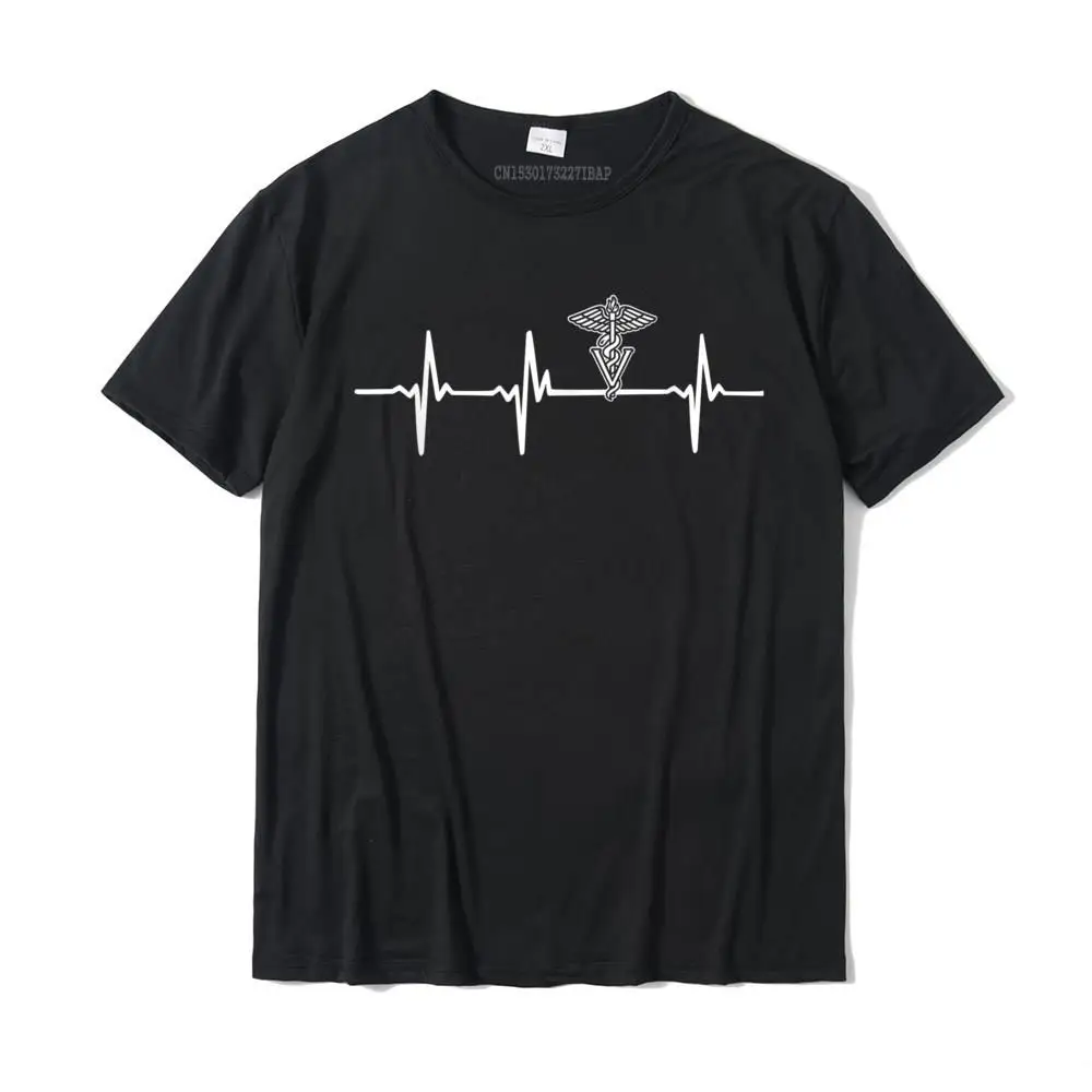 Printed On Slim Fit Summer Autumn 100% Cotton Crewneck Men Tops Shirt Street Tees Funny Short Sleeve T-shirts Wholesale Veterinary Caduceus Heartbeat Veterinarian Vet Tech T-Shirt__MZ16386 black
