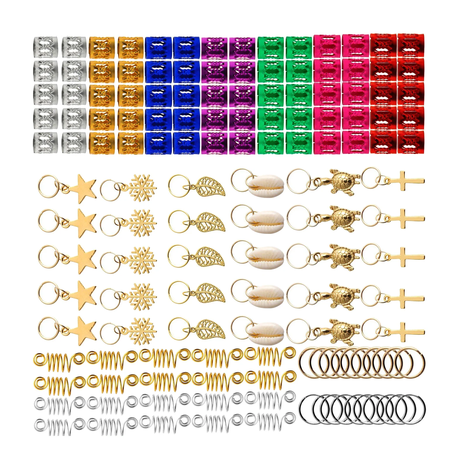 140 unids/set trenza de cabello Dreadlock anillos de joyería Clips decoración colgantes trenzas de pelo del anillo accesorios para el cabello