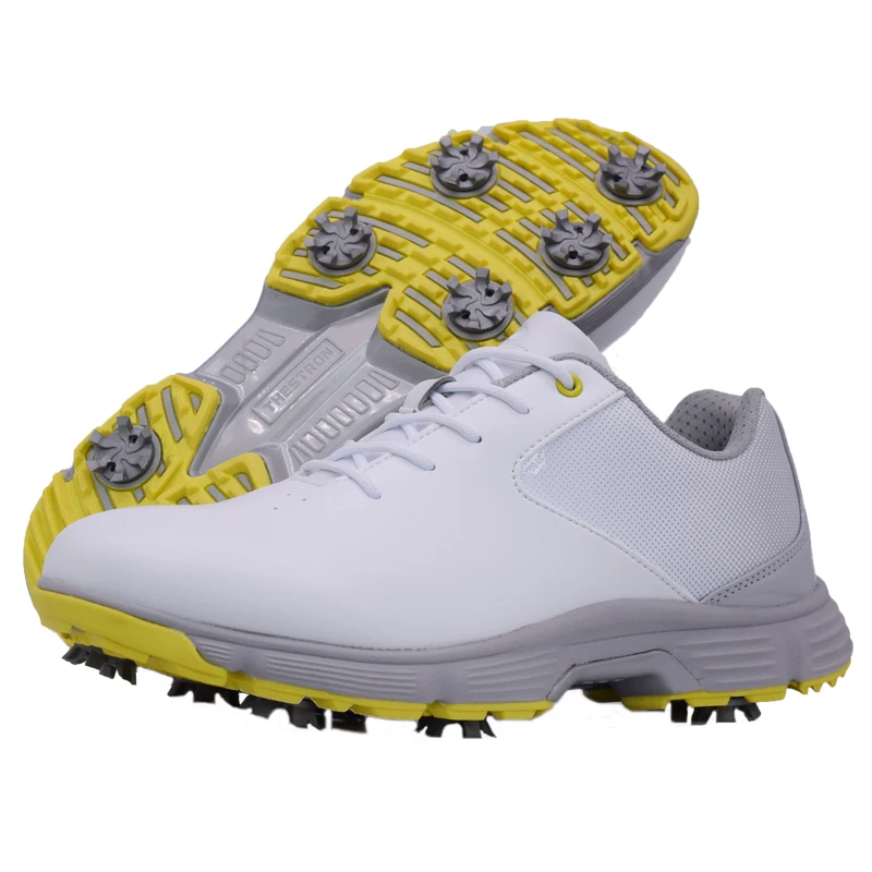 Golf-Shoes Spikes Waterproof White Mens Black Professional for Big-Size