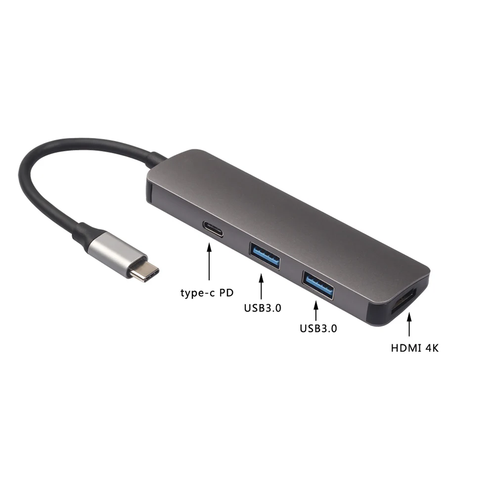 Usb-концентратор 4 в 1 USB C к HDMI 4K USB 3,0 адаптер конвертер для MacBookPro type c концентратор usb-разветвитель HDMI переходник док-станция
