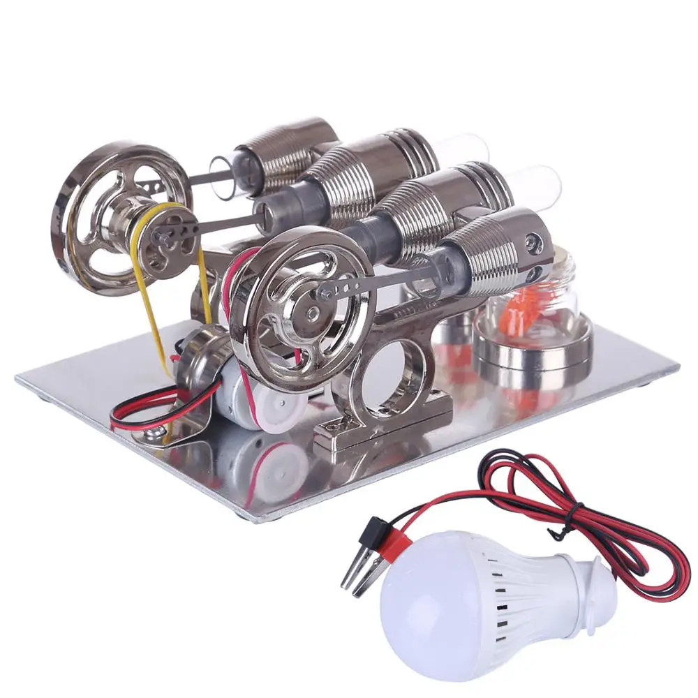 

Double Cylinder Stirling Engine Model Physics Science Experiment Toy for Student Learning Kit Kids Early Development Toys 2018