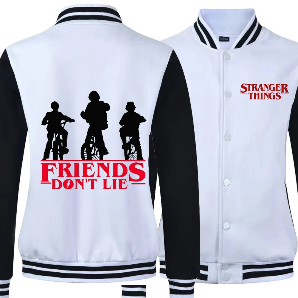 

2019 High Quality Strangers Hoodies Autumn Male Wool Lining Bomber Jacket Baseball Jackets for Man Jackets Men's Coat Fleece