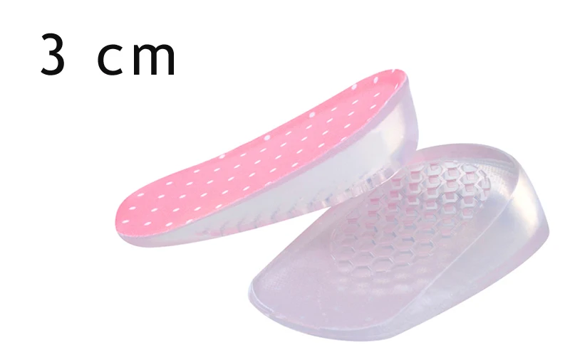 Demine силиконовые гелевые подпяточники для мужчин и женщин, увеличивающие рост половинные стельки, амортизирующие вставки, подтягивающие подошву для обуви, увеличивающие рост - Цвет: Pink Add 3cm