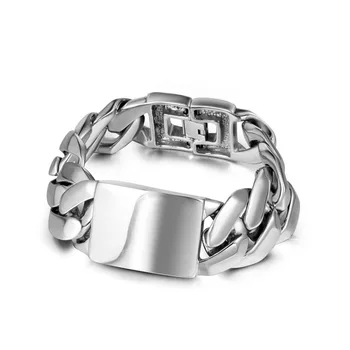 

Huge Blank Heavy 316L Stainless Steel Mens Boys Biker Rock Punk Bracelet Boyfriend Wristband Pulseira Masculina Dropshipping