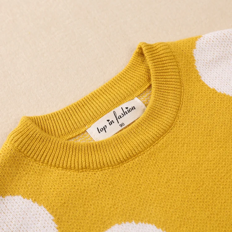 Милые вязаные детские свитера в горошек; детская одежда на весну-осень; свитера с рисунком